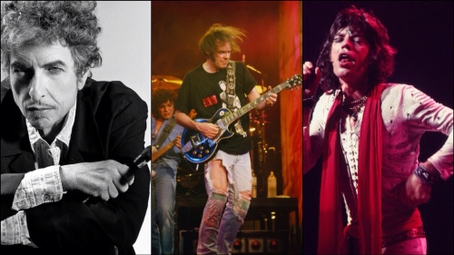 Mick Jagger, Bob Dylan e Neil Young